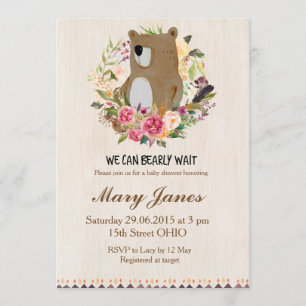 Woodland Bear Baby Shower Invitation