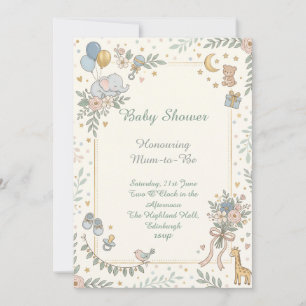 Woodland Bear Baby Shower Invitation