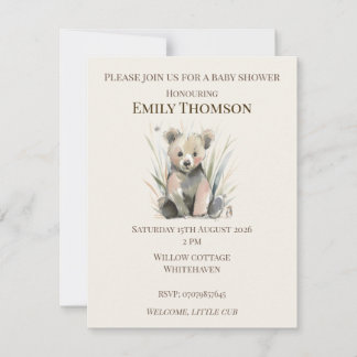 Woodland Bear Baby Shower Invitation