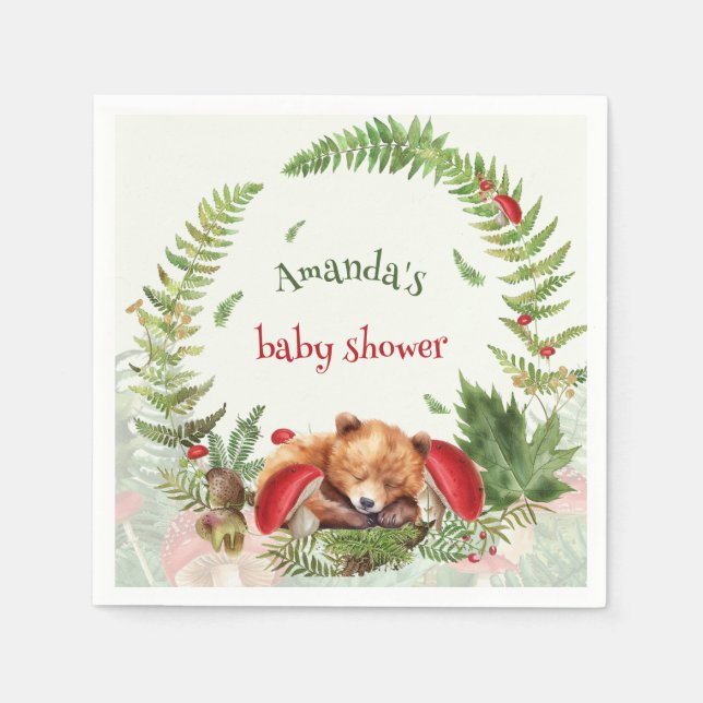 Woodland Bear Baby Shower  Napkin (Front)