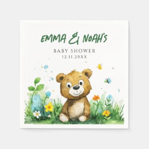 Woodland Bear Baby Shower Paper Napkins