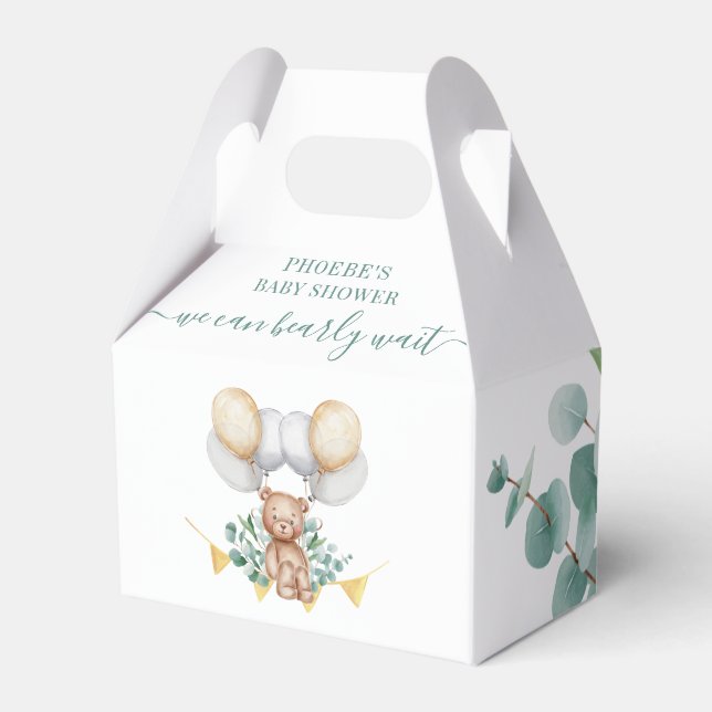 Woodland Bear Bearly Wait Baby Shower Favour Box (Front Side)