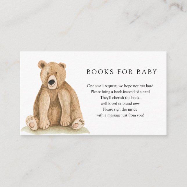 Woodland Bear Books for Baby insert card (Front)