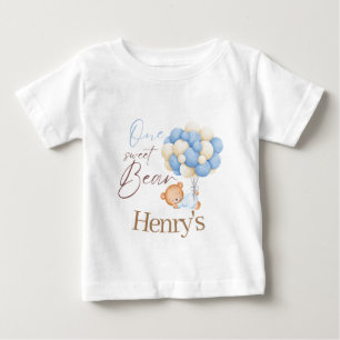Woodland Bear Boy 1st Birthday Party Pastel Baby T-Shirt