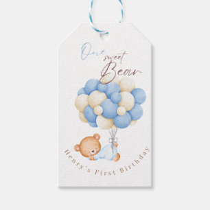 Woodland Bear Boy 1st Birthday Party Pastel Gift Tags