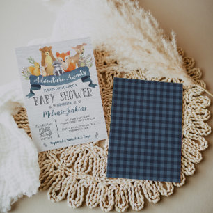 Woodland Bear Boy Baby Shower Invitation