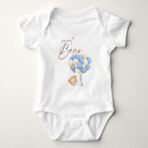 Woodland Bear Boy Birthday Party Pastel  Baby Bodysuit