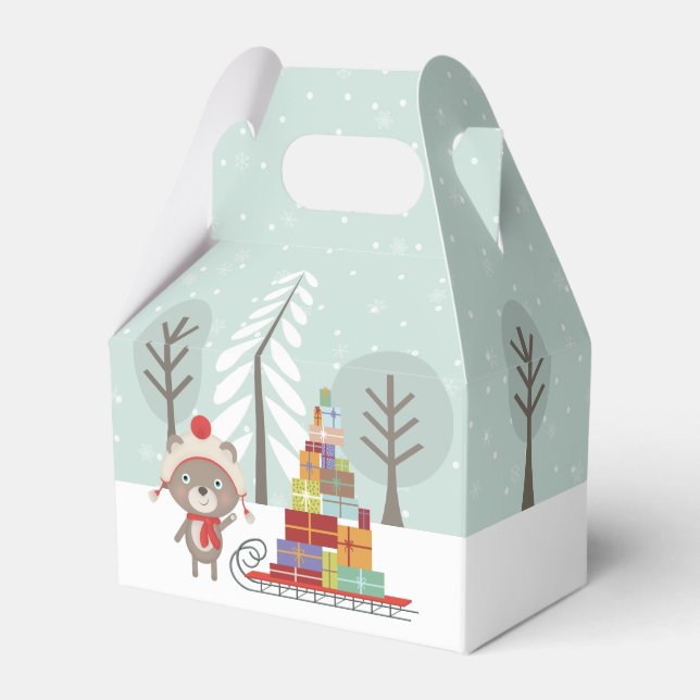 Woodland Bear Christmas Favour Box (Front Side)