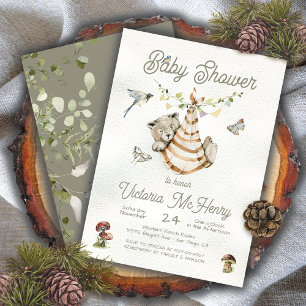 Woodland Bear Clothesline Boho Baby Shower Invitation