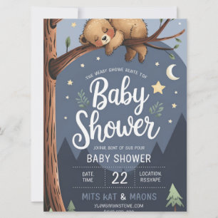 Woodland Bear Cub Baby Shower Invitation   Waterco