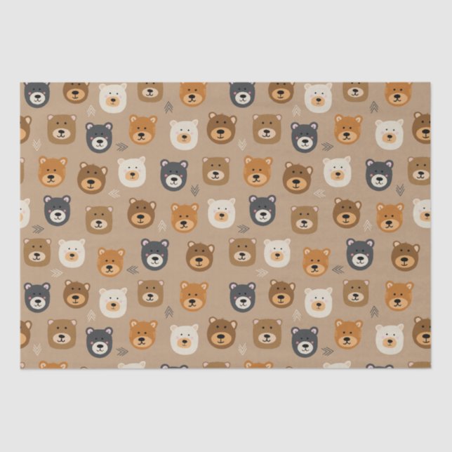 Woodland Bear cute kids Tissue Paper (Front)
