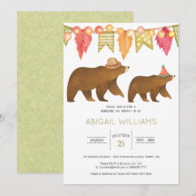 Woodland Bear Family Party Baby Shower Invitation