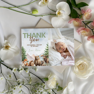 Woodland Bear Forest Photo Thank You Card