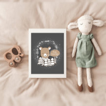 Woodland Bear Nursery Poster