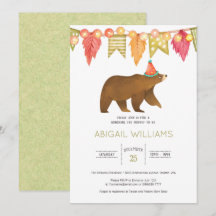 Woodland Bear Party Baby Shower Invitation