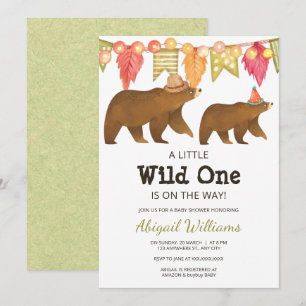 Woodland Bear Party Baby Shower Wild One Invitation
