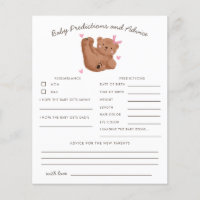 Woodland Bear Pink Baby Predictions & Advice Card