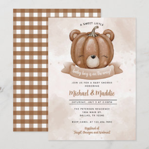 Woodland Bear Pumpkin Baby Shower Invitation