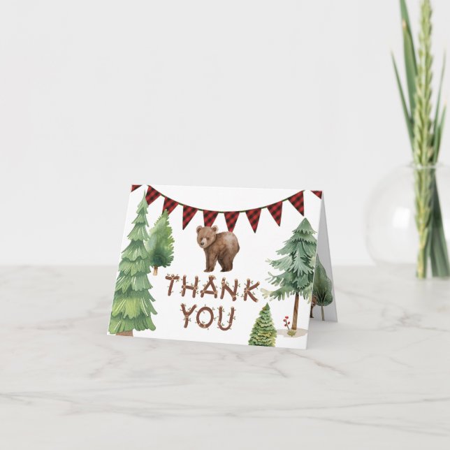 Woodland Bear Thank You Card for One Happy Camper  (Front)