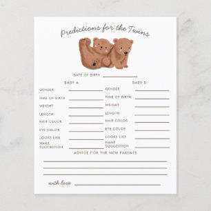 Woodland Bear Twins Predictions & Advice Card