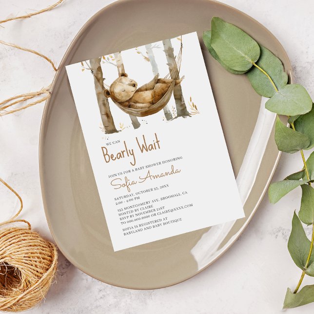 Woodland Bearly Wait Baby Shower Invitation (Creator Uploaded)