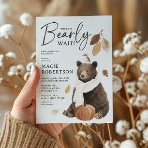 Woodland Bearly Wait Baby Shower Invitation