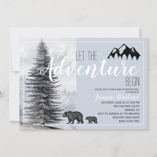 Woodland Bears Baby Shower By Mail Invitation (Front)