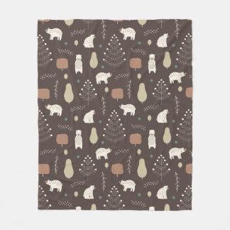 Woodland bears fleece blanket