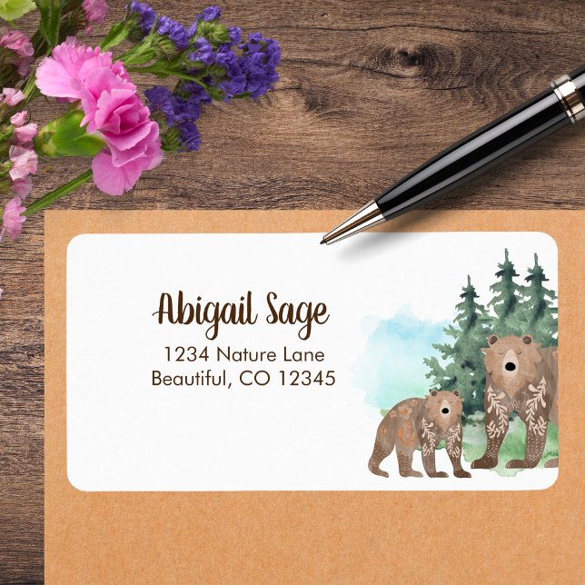 Woodland Bears Nature Address Label (Creator Uploaded)