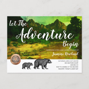 Woodland Bears Rustic Wilderness Baby Shower Invitation Postcard