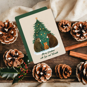 Woodland Bears Starry Tree Snowy Charm Christmas Holiday Card