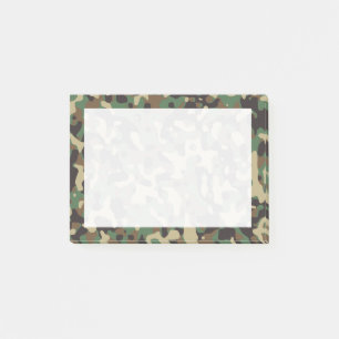 Woodland Beige, Tan, Brown, Green, Grey Camouflage Post-it Notes