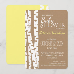 Woodland Birch Tree Rustic Baby Shower Invitation