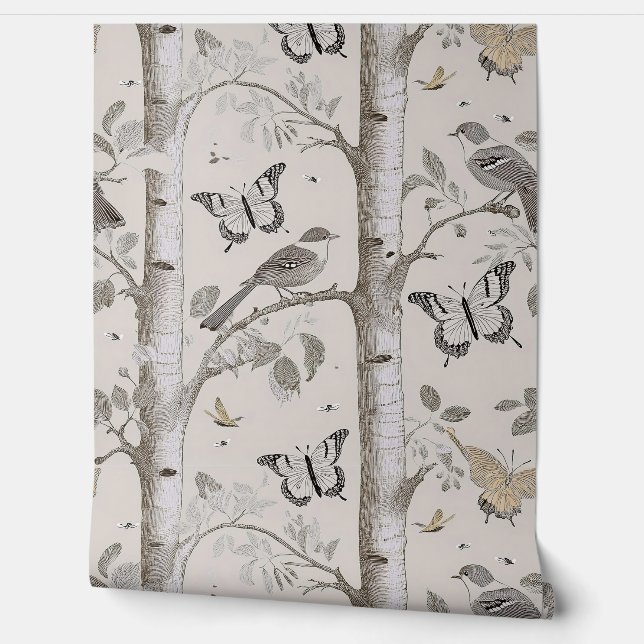 Woodland Birches Wallpaper (Unrolling)