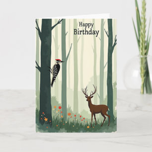 Woodland Bird Birthday Card
