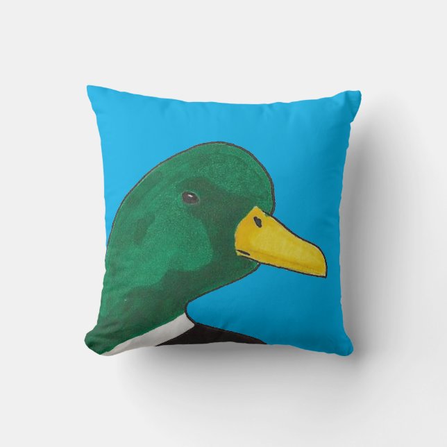 Woodland Bird Mallard Duck Throw Pillow (Front)