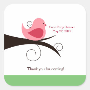Woodland Birdie (Pink) SQUARE Favour Sticker