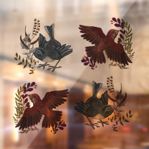 Woodland Birds Holiday Window Clings