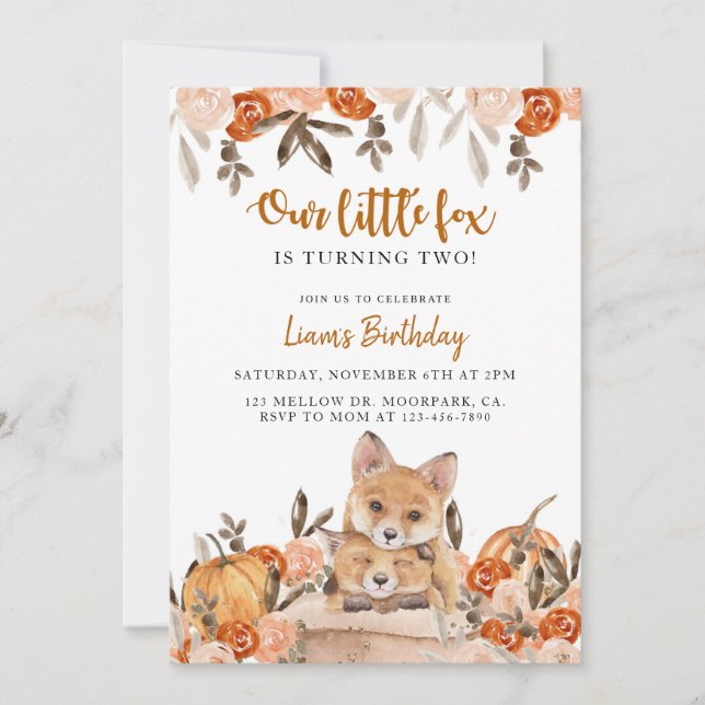 Woodland Birthday, Any Age, Fox, Animal  Invitation (Front)