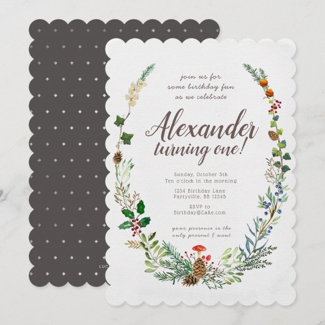 Woodland Birthday Invitation (Front/Back)