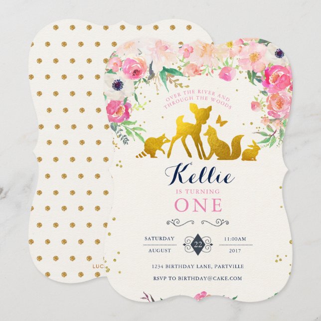 Woodland Birthday Invitation (Front/Back)