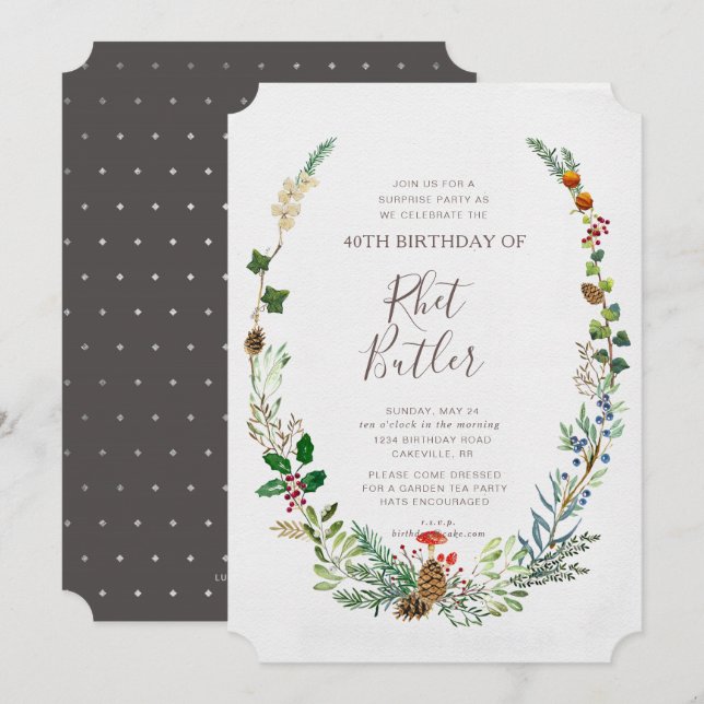 Woodland Birthday Invitation Any Age Milestone (Front/Back)