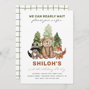Woodland Birthday Invitation   Modern Birthday