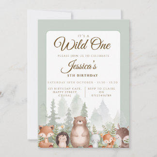 Woodland Birthday Invitation | Wild One Birthday 