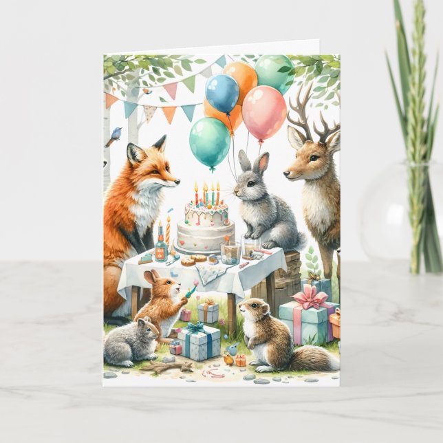 Woodland Birthday Party Card (Front)