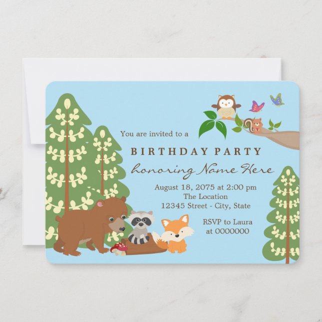 Woodland Birthday Party Invitation (Front)