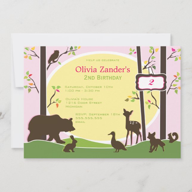 Woodland Birthday Party Invitation (Front)