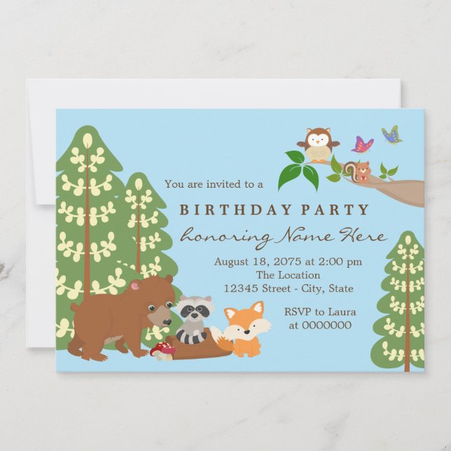 Woodland Birthday Party Invitation (Front)