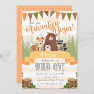 Woodland Birthday Party Invitation Invite Natural