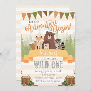 Woodland Birthday Party Invitation Invite Natural